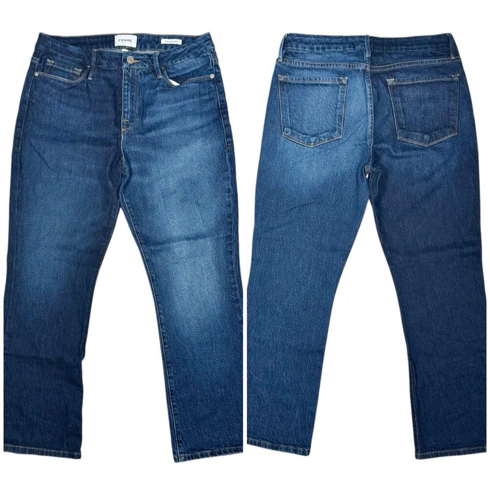 FRAME | Women | Le Crop Mini Boot Flare Two Tone Blue Denim Jeans | Sz 29